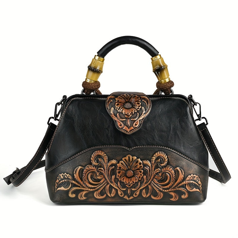 Charlotte™ | Floral Leather Handbag