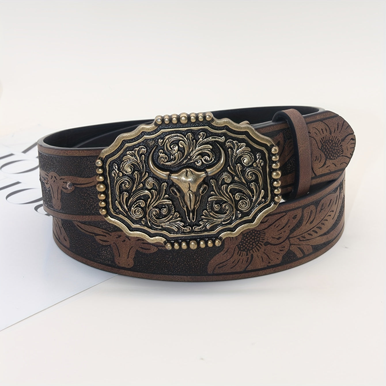 Caroline™ | Vintage Bull Head Western Belt