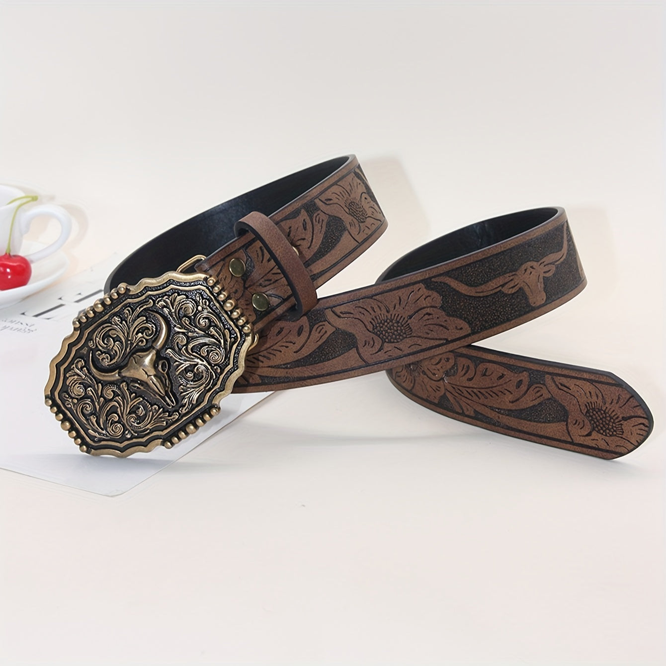 Caroline™ | Vintage Bull Head Western Belt