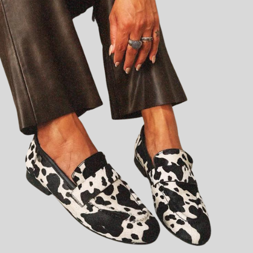 Lara™ | Chic Cow Print Moccasins 0