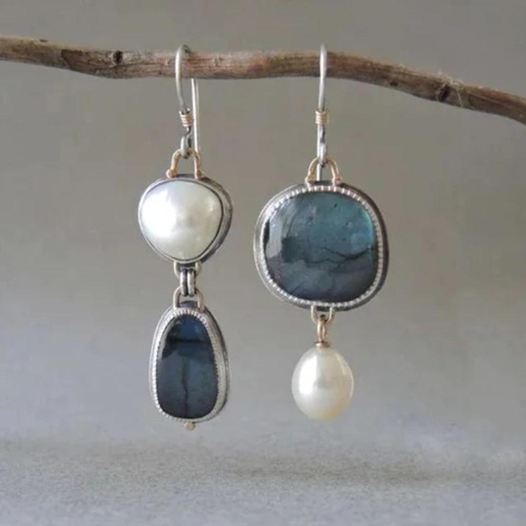 Selene™ | Blue Stone & Pearl Earrings 0