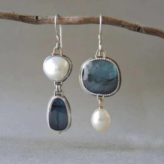 Selene™ | Blue Stone & Pearl Earrings 0