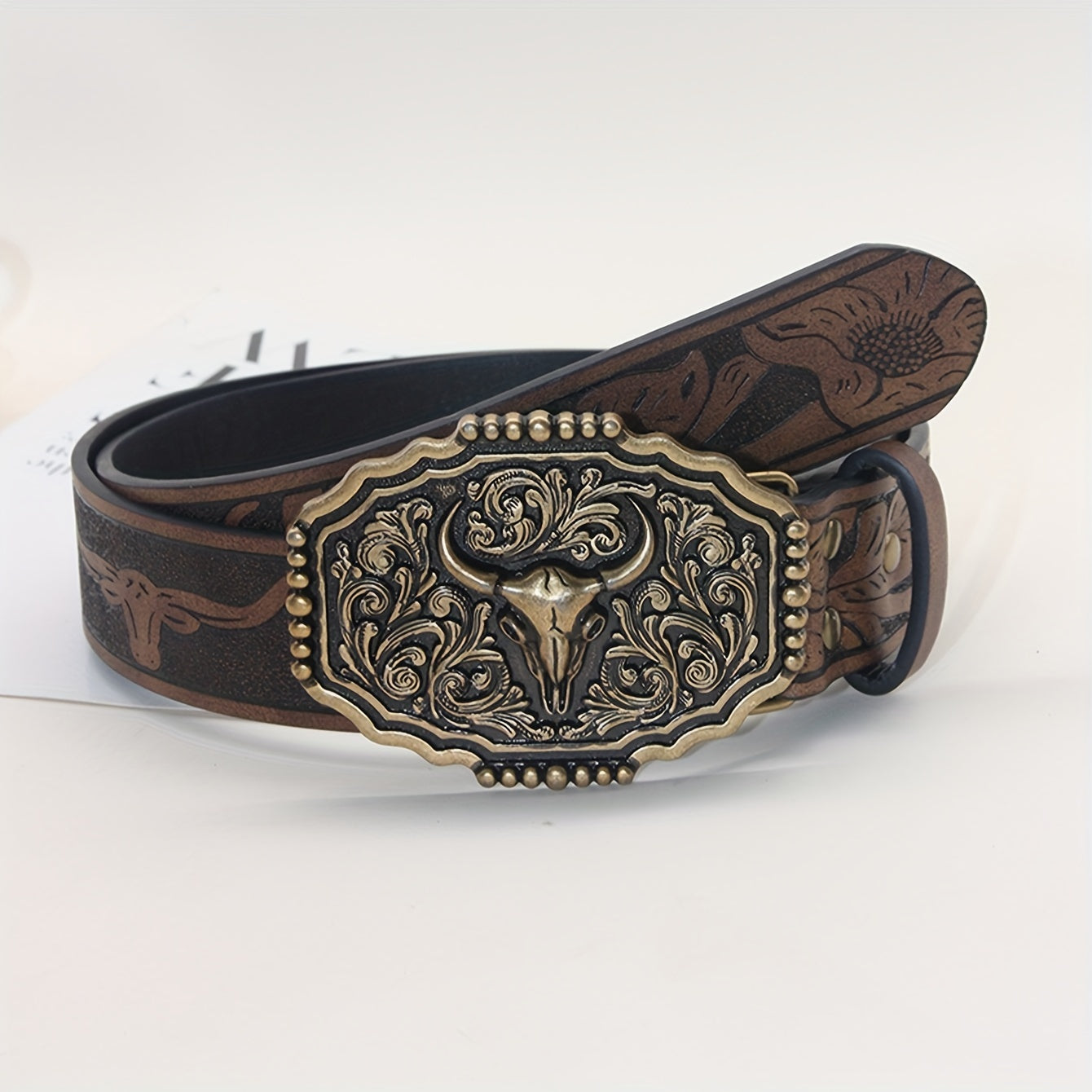 Caroline™ | Vintage Bull Head Western Belt